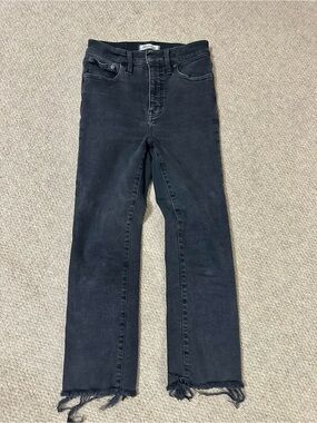 Madewell Black Cali Demi Ankle Boot Jeans Frayed Hem 26